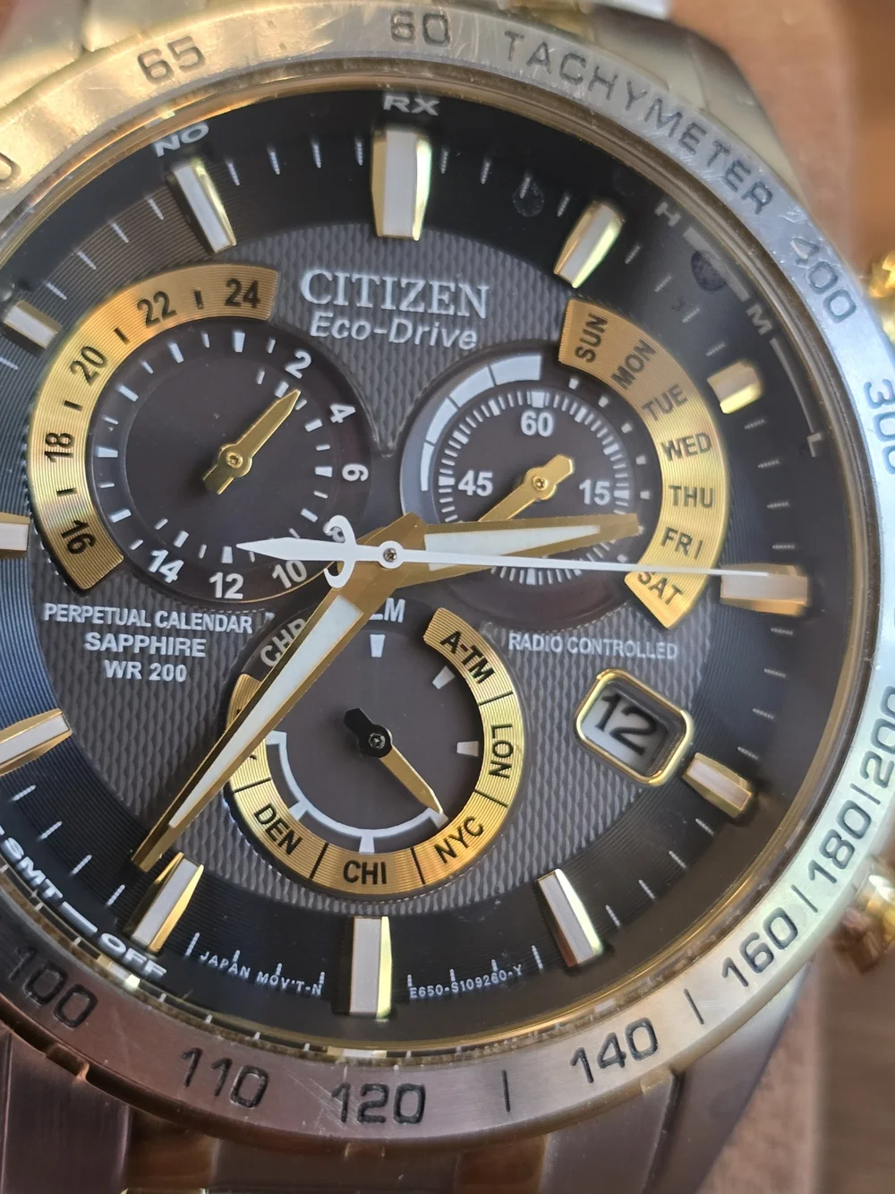 Citizen Eco-Drive Men's Chronograph Watch-Perpetual Calendar Radio Controlled